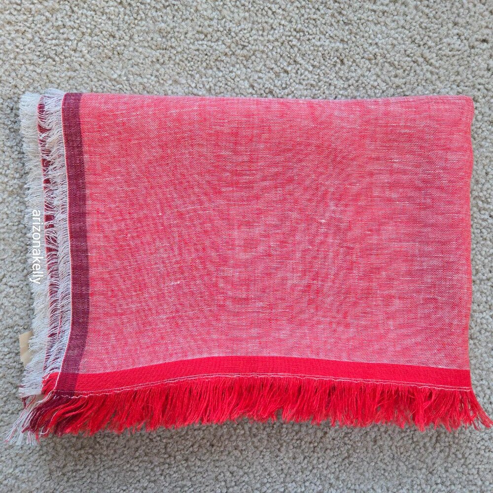 NWT 100% Capri Linen Scarf Red/Pink/Coral Italy - Picture 9 of 9